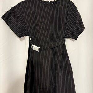 PrettyLittleThing Black Pinstripe Mini T-Shirt Dress